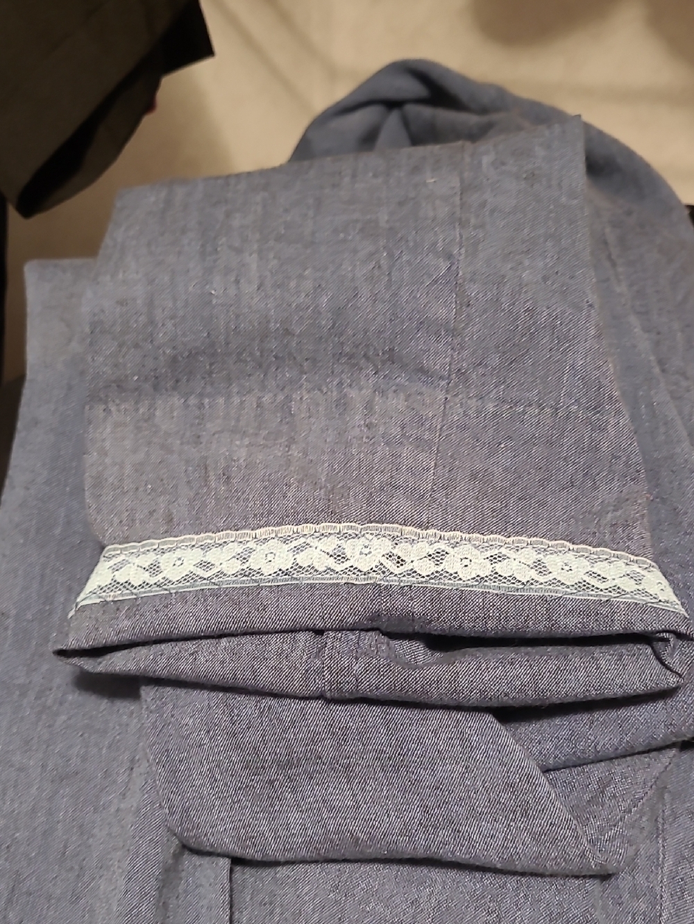 VINTAGE Blue Woven-Detail 3PC PANT SUIT - Picture 13 of 15